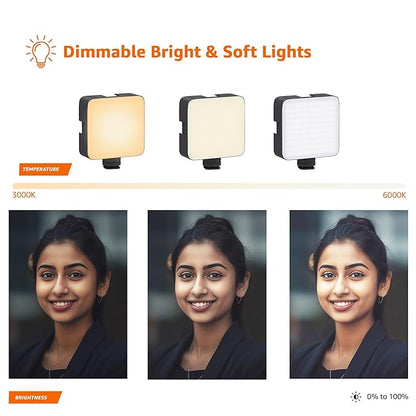 Camera Video Light with Clip & 3 Cold Shoe Connectors