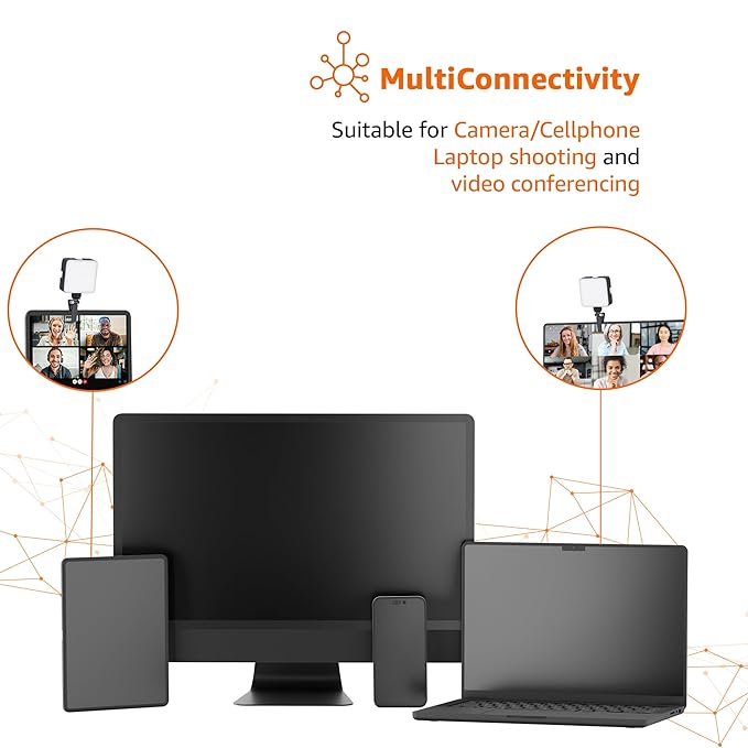 Camera Video Light with Clip & 3 Cold Shoe Connectors